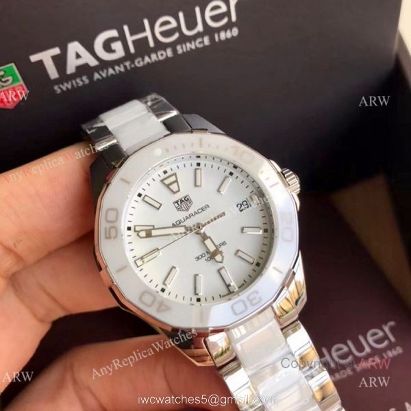 Swiss Grade New Replica Tag Heuer Aquaracer Lady Quartz White Ceramic Watch 35mm 5