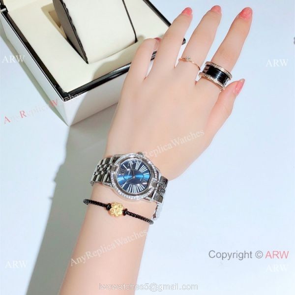 Copy Roger Dubuis Velvet Lady Watches Stainless Steel Blue Dial 5