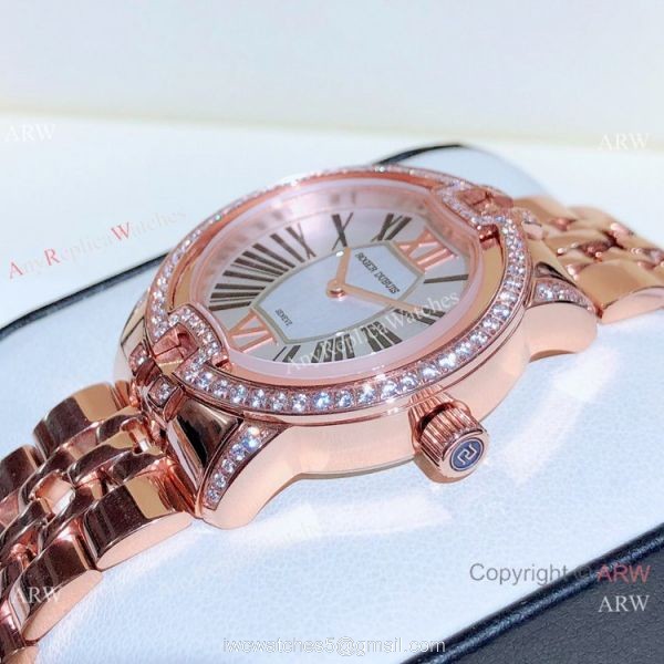 Copy Roger Dubuis Velvet Quartz Watches Rose Gold Black Dial 5