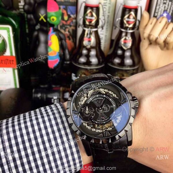 Copy Roger Dubuis Excalibur Quatuor Watches SS Blue Dial 5