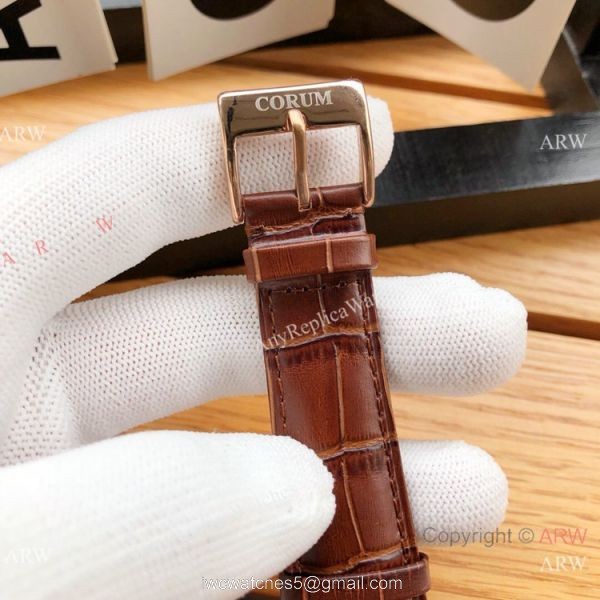 New Copy Corum Bridge Transparent Dial Rose Gold Corum Watch Diamond Inner 5