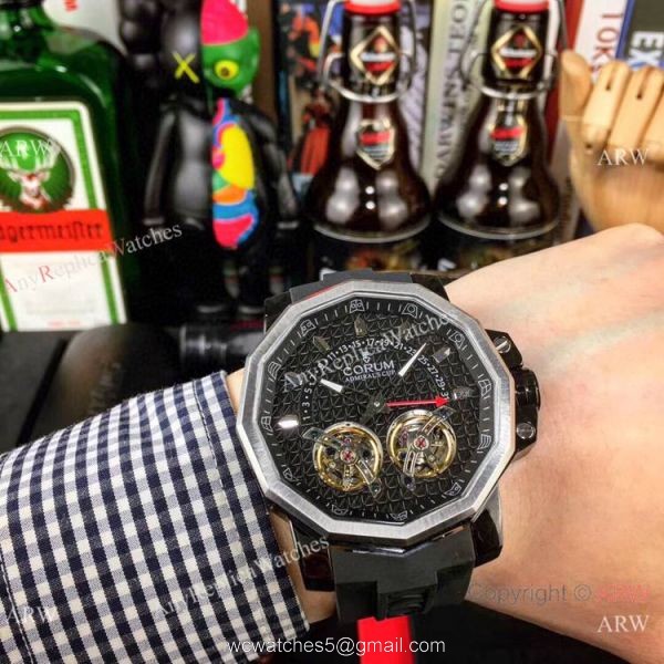 Replica Corum Admirals Cup Double Flying Tourbillon Black Dial Corum Watch 5