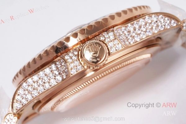 Best Replica Rolex GMT Master ii Full Diamond Rose Gold Watch 40mm 5