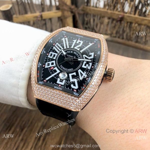 Knockoff Franck Muller Vanguard Classical Men Watch Rose Gold Diamonds 5