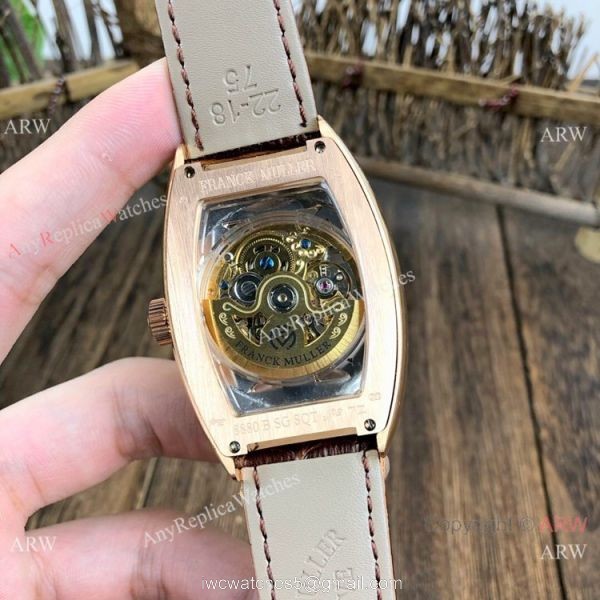 Copy Franck Muller Geneve Skeleton Watch Rose Gold Diamond 5