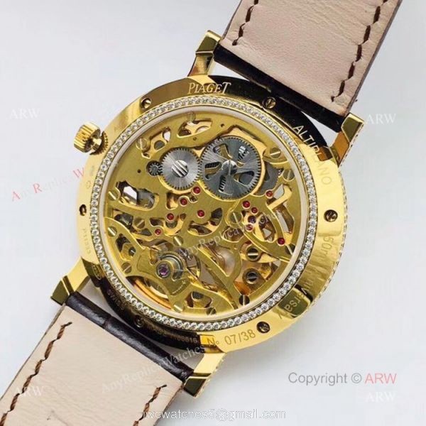 New Piaget Skeleton Watch Piaget Altiplano Gold Diamond Knockoff Watch 5