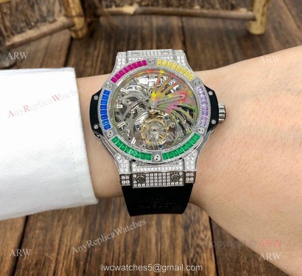 Hublot Big Bang Tourbillon Rainbow Diamond Limited Edition Copy Watch 5