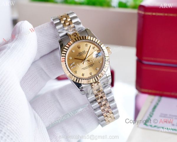 Clone Rolex Oyster Perpetual Datejust 31MM Watches Rose Gold 5