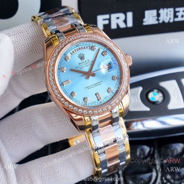 High Quality Replica Rolex Oyster Perpetual Day-Date Watch Rose Gold Meteorite Dial 5