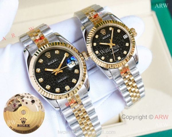 Replica Rolex Datejust Two Tone Lover Watches Siver Dial 5