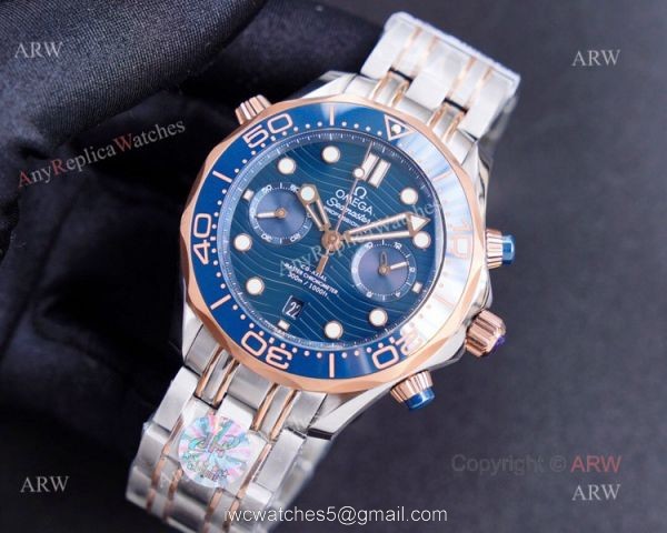 (TW)Omega Seamaster Super Clone Diver 300m 904L Blue Chronograph Dial Watch 5