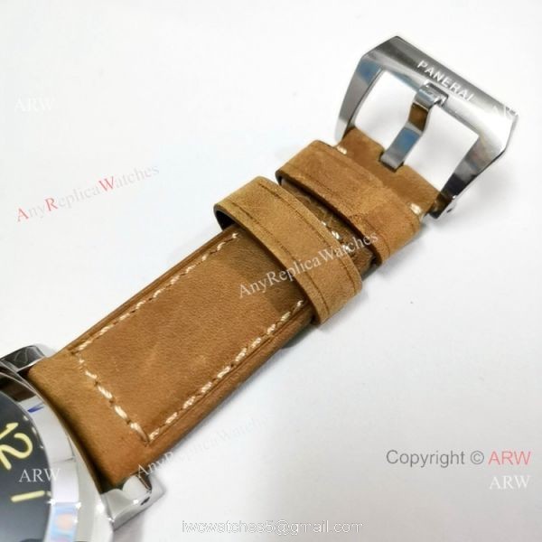 Panerai Luminor GMT PAM1321 Stainless Steel Brown Leather Strap Watch 5