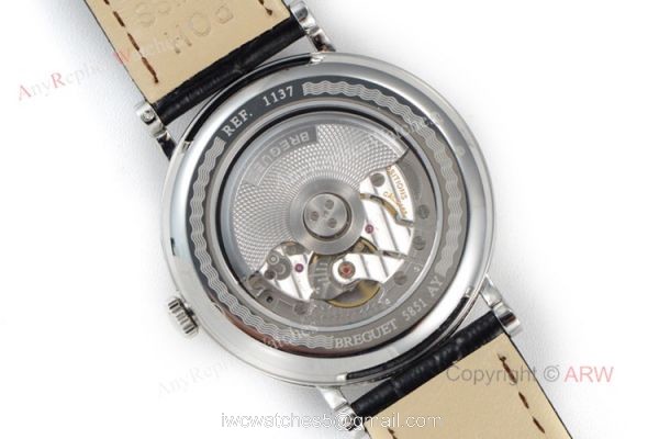 Replica Breguet Classique Moonphase Watch 40mm Breguet Black Leather Strap 5