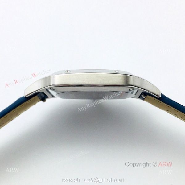 Swiss Replica Cartier Santos Dumont Blue Leather Watch New Cartier Watches 5
