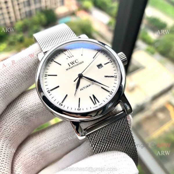 New IWC Portofino Stianless Steel White Face Watch Men 5