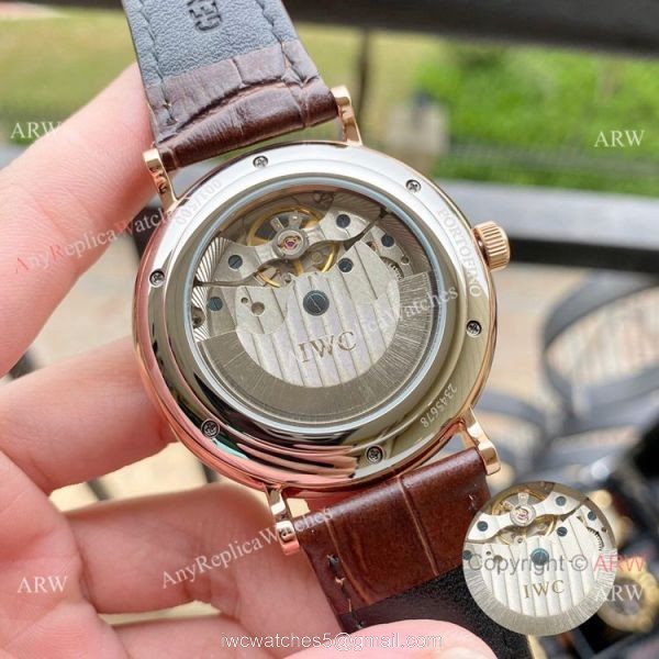 Copy IWC Portuguese Tourbillon Moonphase Rose Gold Watches 5
