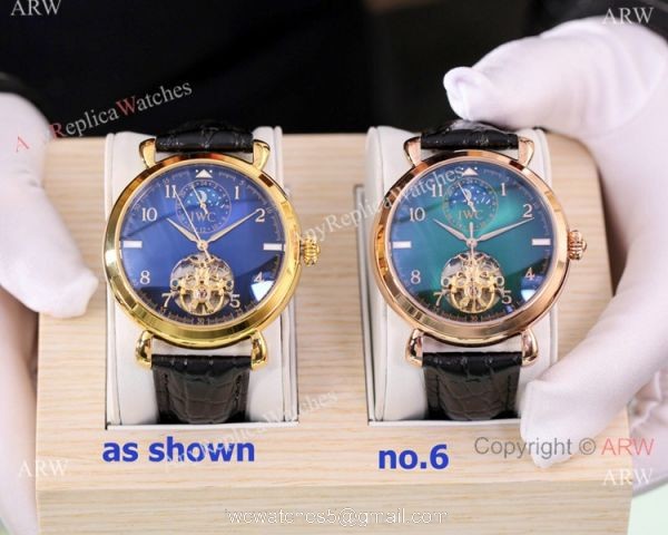 High Quality IWC Tourbillon Moonphase Blue and Gold Watches 5