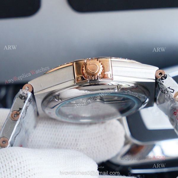 1:1 Swiss Replica Omega Constellation Double Eagle Rose Gold Diamond Watch 38mm 5