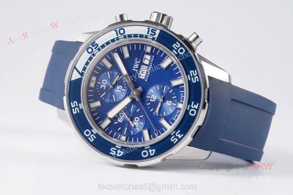 Best Replica IWC Aquatimer Chronograph Blue Watch with Swiss Asia 7750 5