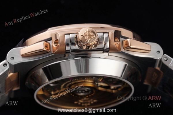 New Swiss Replica Patek Philippe Nautilus 5980 Rose Gold Blue Chronograph Watch 5