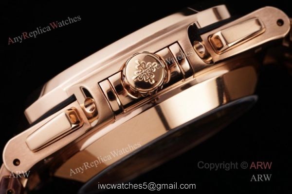 3K V2 Swiss Replica 5980 Patek Philippe Nautilus Rose Gold Brown Dial Chronograph Watch 5