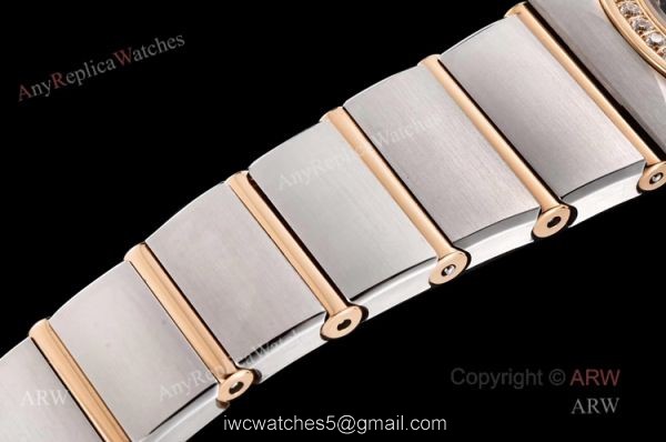 GF Factory Swiss Replica Omega Constellation Two Tone Rose Gold Diamond Watch With Black Aventurine Dial 5