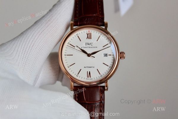 Best Replica IWC Schaffhausen Portofino White Dial Rose Gold Automatic Watch 5