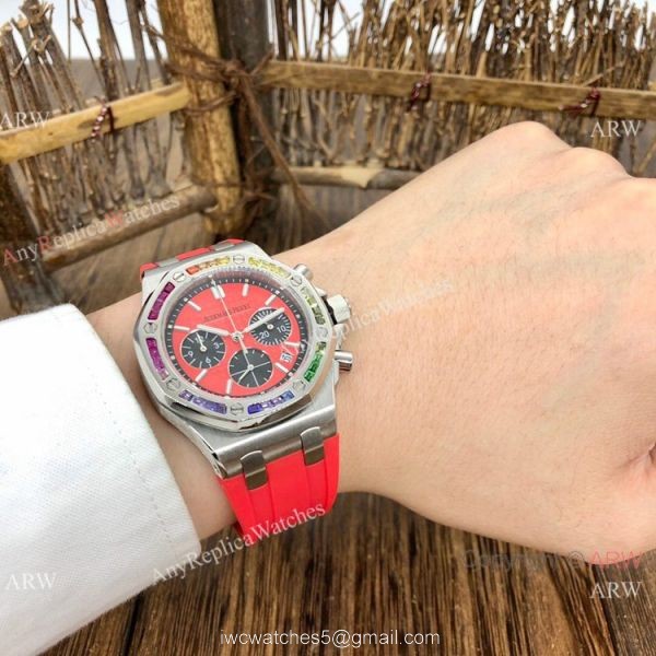 Women Audemars Piguet Royal Oak Offshore Watches Rainbow Bezel AP Watch 5