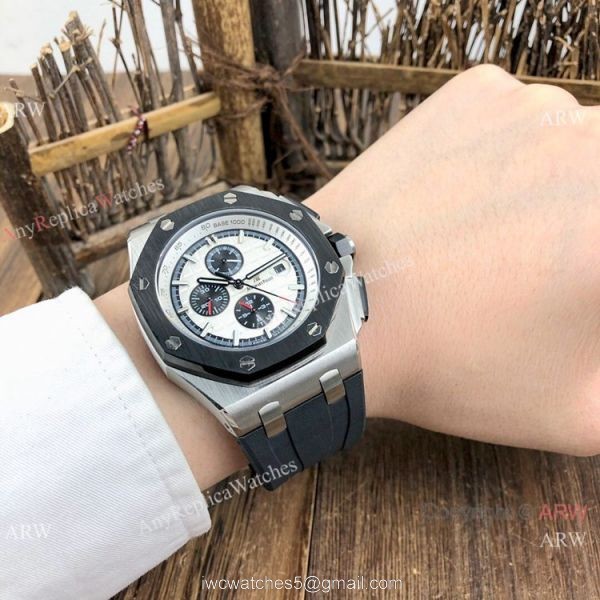 Copy Audemars Piguet Royal Oak Offshore Watches Gray Dial Rubber Strap 5