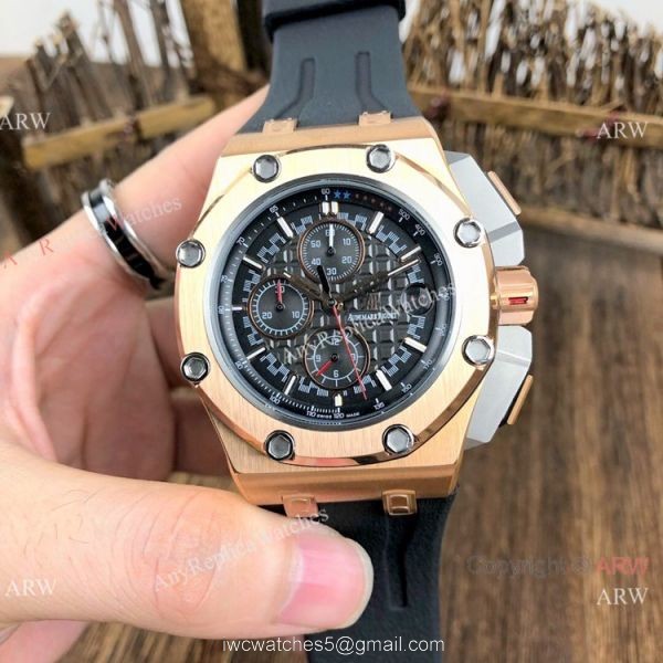 Copy Audemars Piguet Michael Schumacher Rose Gold Black Bezel Watches 5
