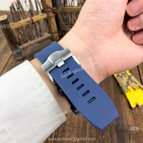 Best Replica Audemars Piguet Automatic Watch SS Blue Rubber Strap 5