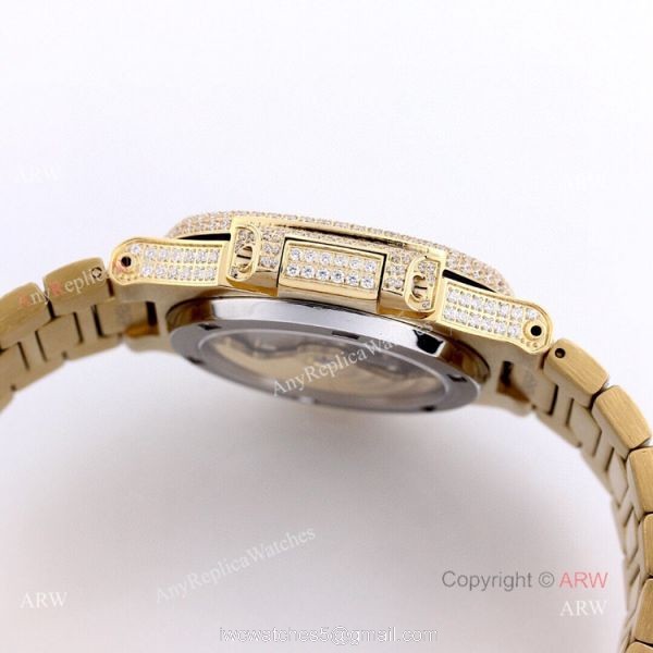 Iced Out Patek Philippe 5719 Patek Philippe Nautilus Bust Down All Gold Watch Replica 5
