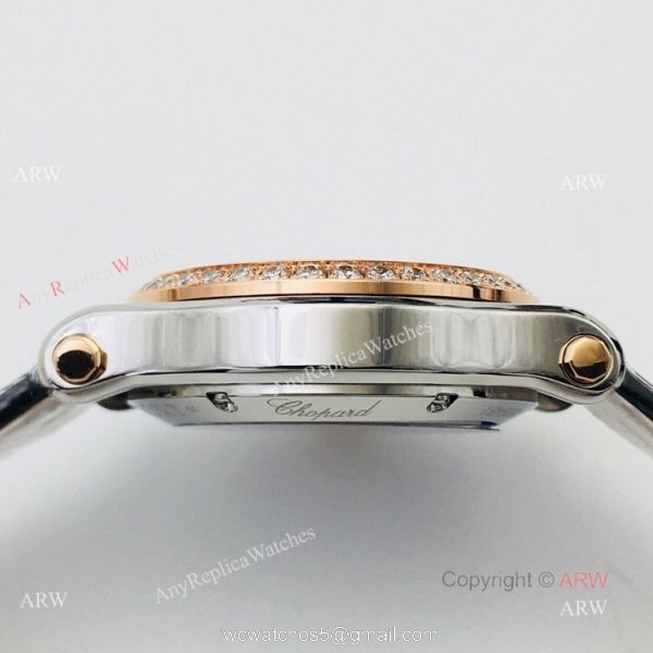 Swiss Replica Chopard Happy Sport 36mm Rose Gold Diamond Ladies Watch 5