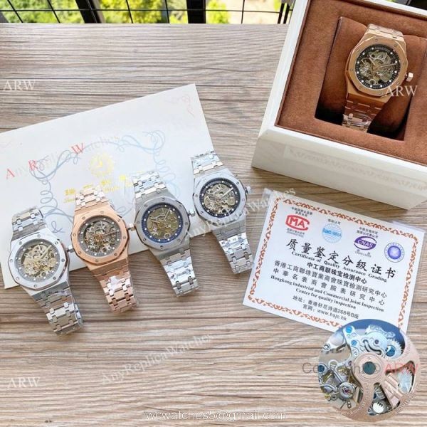 Copy Audemars Piguet Royal Oak Skeleton Watches Rose Gold 5
