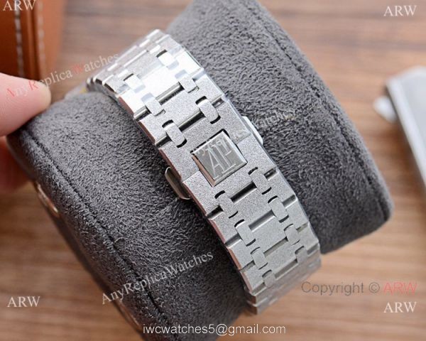 New Copy Audemars Piguet Royal Oak Watch Silver Frosted Skeleton Dial 5