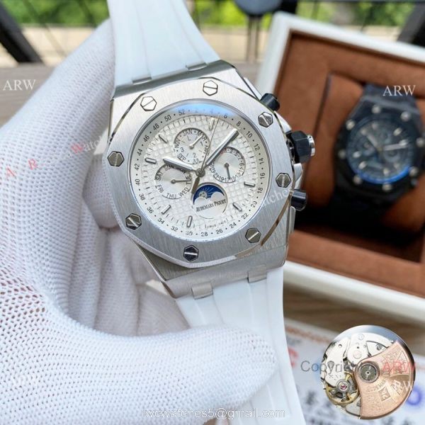 Copy Audemars Piguet Moonphase Watches Black Steel Case 5