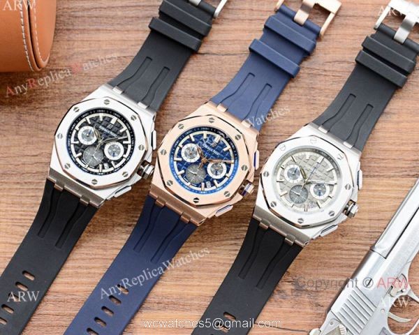 New Copy Audemars Piguet Royal Oak Chronograph Watches Rose Gold and Blue 5
