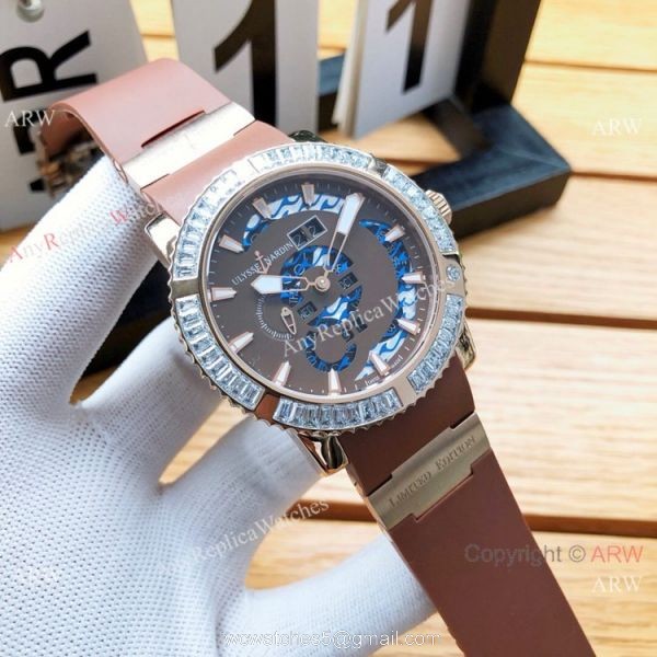 AAA Replica Ulysse Nardin Men Watches SS White Face Diamond Bezel 5