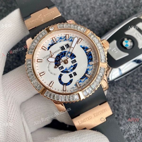Best Replica Ulysse Nardin Automatic Watches Chocolate Dial Diamond Bezel 5