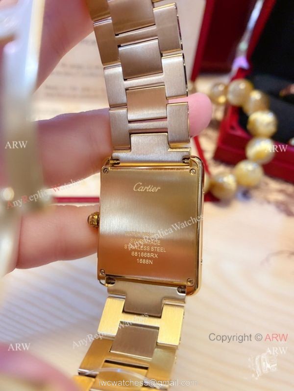 NEW! Replica Cartier Tank Solo Yellow Gold Couple Watches Quartz 5