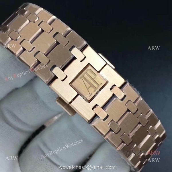 BF Swiss Replica Audemars Piguet Royal Oak Rose Gold Black Dial AP 15400 Watch 5
