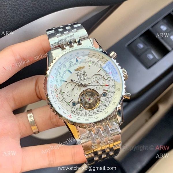Copy Breitling Navitimer Tourbillon Steel Automatic Men Watch White Dial 5