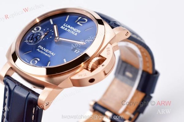 New VS Factory Panerai Luminor Marina PAM 1112 Rose Gold Blue Dial Replica Watches 5