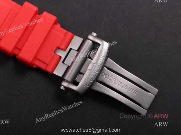Swiss Replica Roger Dubuis Excalibur Spider Tourbillon Skeleton Watch With Red Rubber Band 5