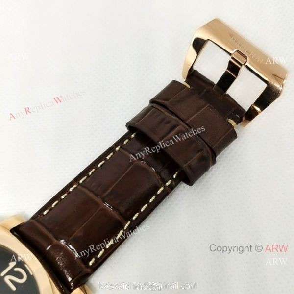 Copy Panerai Radiomir Rose Gold Brown Leather Strap Watch 5
