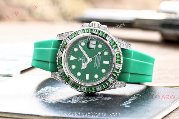Copy Rolex Submariner Date Rainbow Watch Rubber Strap Fashion Style 5