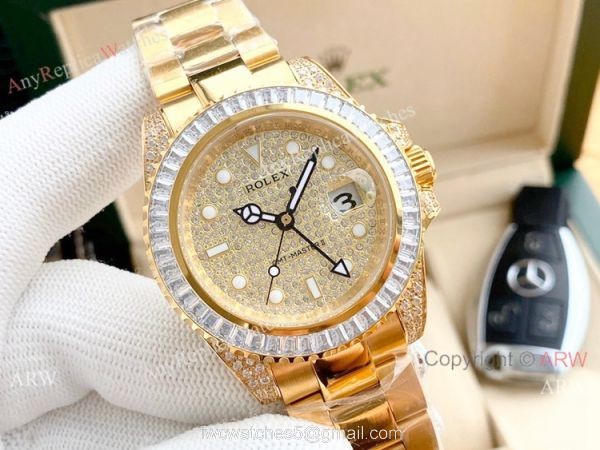 Luxury Replica Rolex GMT-Master 2 Full Diamond Watch 5