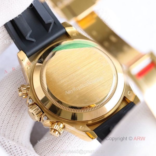 New Gold Rolex Daytona Rainbow Diamond Bezel Black Dial With Diamonds Watch Replica 5