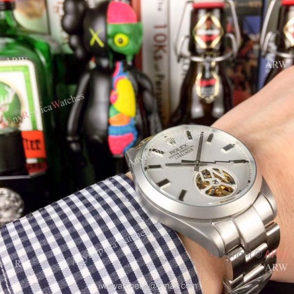 Best Replica Rolex Label Noir Tourbillon Watches Stainless Steel 5