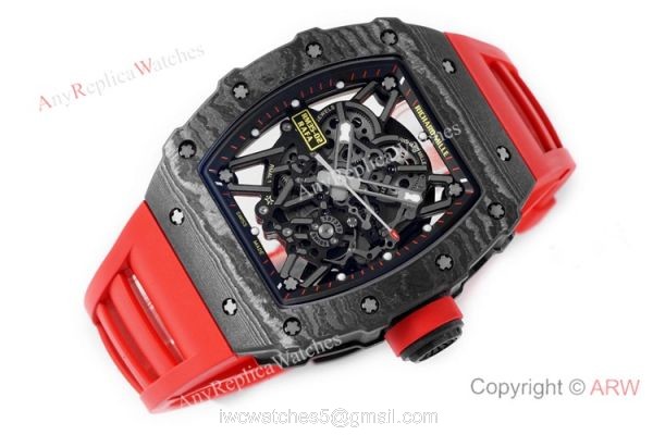 Swiss 1:1 Replica Richard Mille Rafael Nadal RM35-02 Watch Red Rubber Strap 5